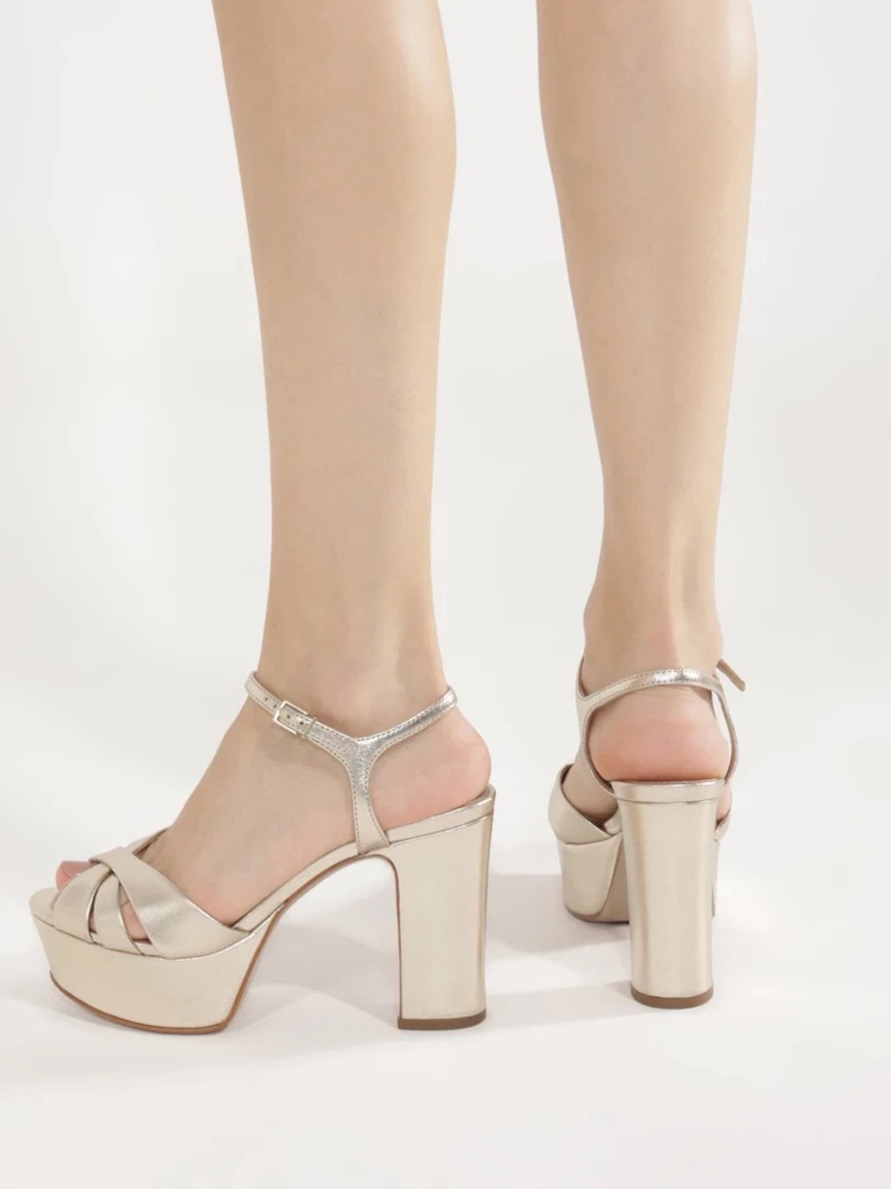 SCHUTZ Metallic Gold Crisscross Slingback Heels
